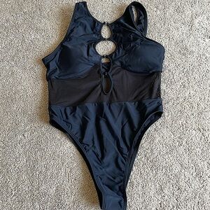New Black one piece sexy bodysuit swimsuit size small